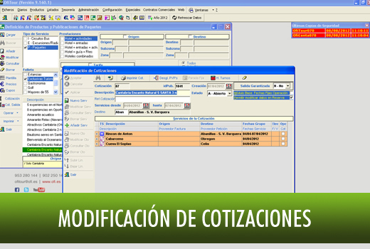 Modificación de cotizaciones Mayoristas Turísticos - OfiTour